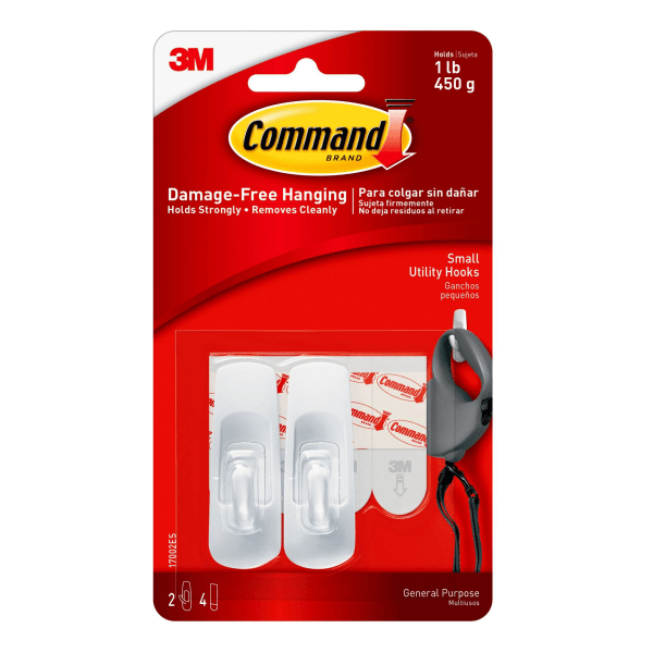 3M COMMAND SMALL UTILITY HOOKS 2pk-1lb[LEE]
