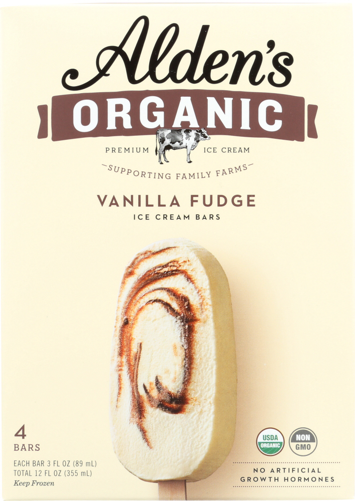 ALDEN'S ORG ICECREAM BAR VANILLA FUDGE 12oz 4pk[DANIEL]