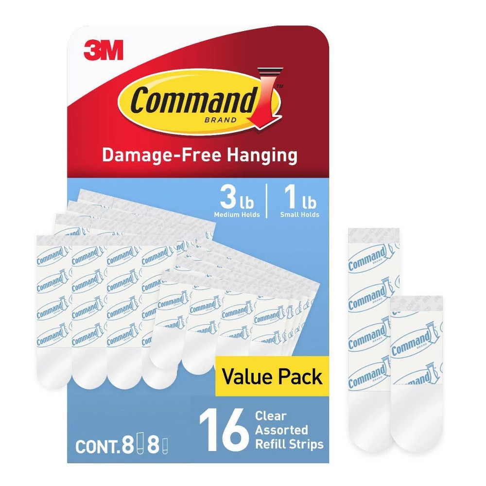 3M COMMAND STRIPS/BANDES/TIRAS 8 COUNT