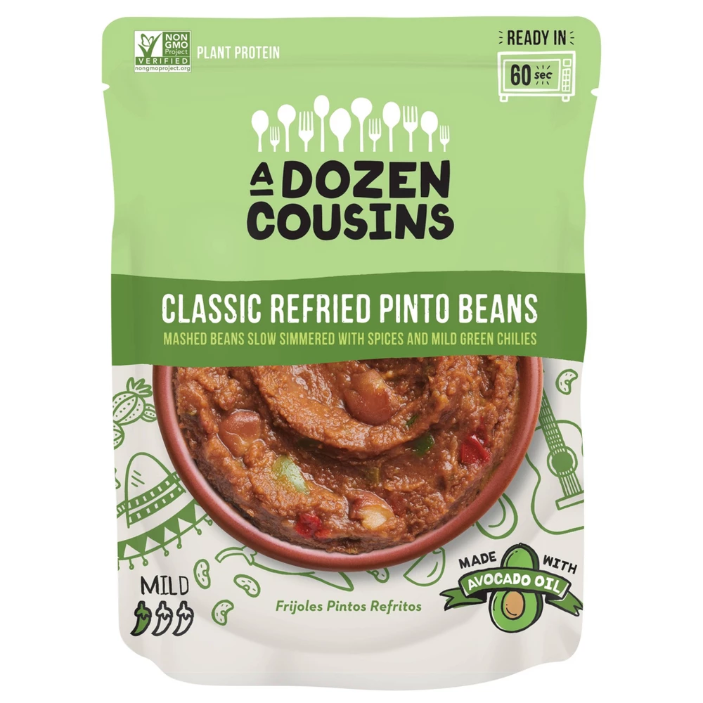 A DOZEN COUSINS BEANS PINTO REFRIED 10oz[KH]