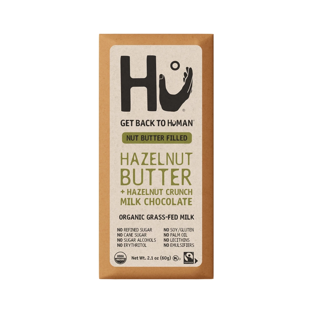 HU KITCHEN BAR ORG GRASS FED HAZELNUT BUTTER + HAZELNUT CRUNCH MILK CHOC 2.1oz[N